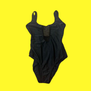 Black one piece with mesh detail